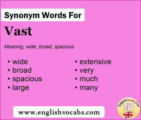 vast synonym|vast variation.